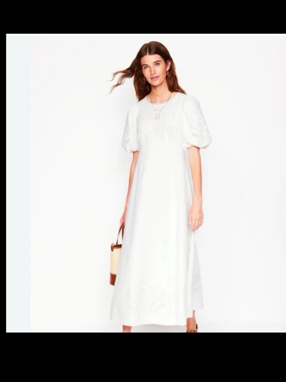 BODEN Empire Broderie Tea Dress in White size 14 - Picture 7 of 12